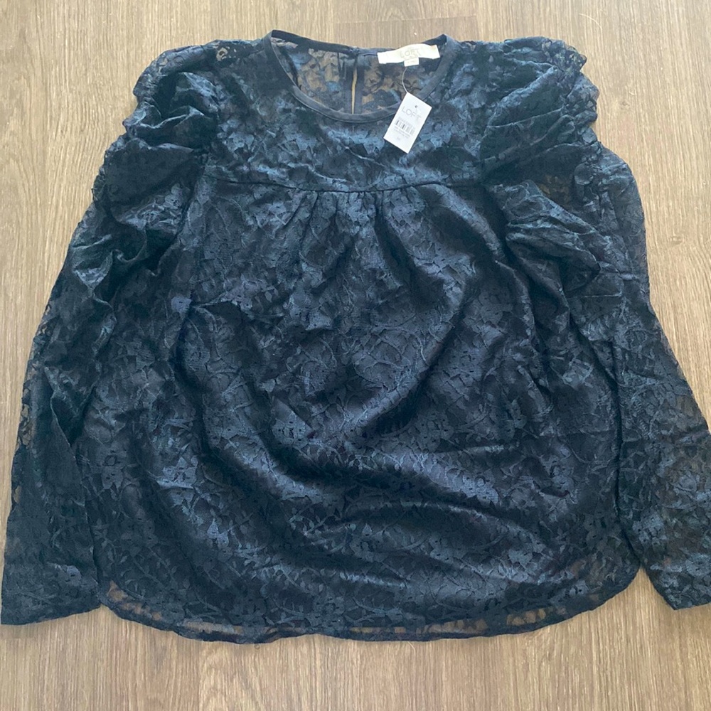NWT LOFT Black Lace Top